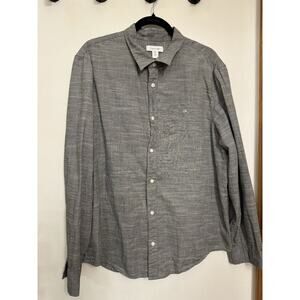 Vintage Calvin Klein CK Embroidered Button Down Shirt Mens XL Grey Cotton